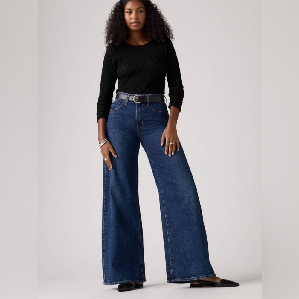 LEVIS Jeans Wide Leg NWT High Rise 728 Premium Woodstock Dark Wash Blue Size 27 - Picture 16 of 16